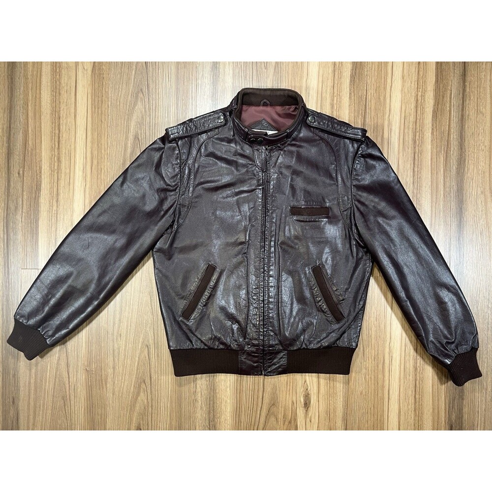 Vintage Chess King Leather Cafe Racer Mens Size 44 Brown